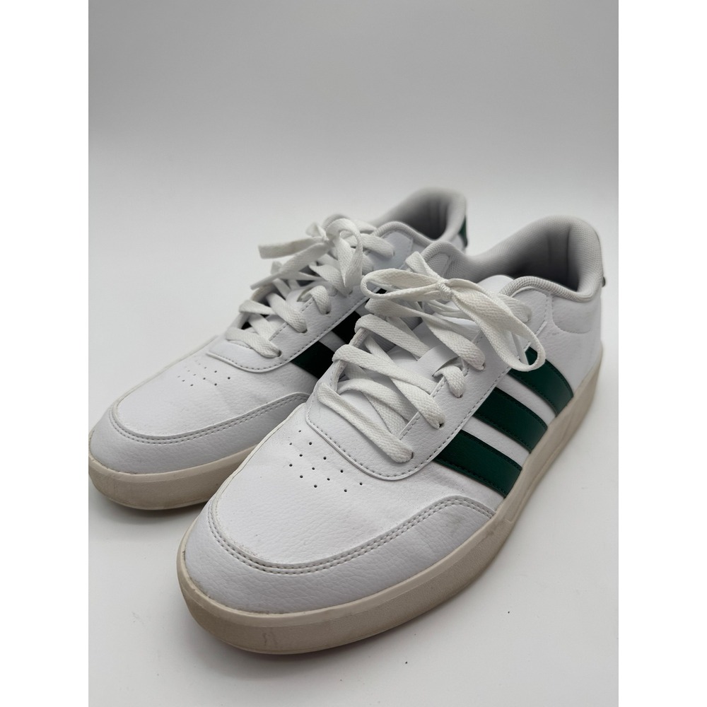 Adidas Men's Size 9.5 White Green‎ Stripe Casual Sneakers Shoes